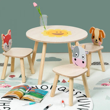 Փայտե մանկական սեղան աթոռներով